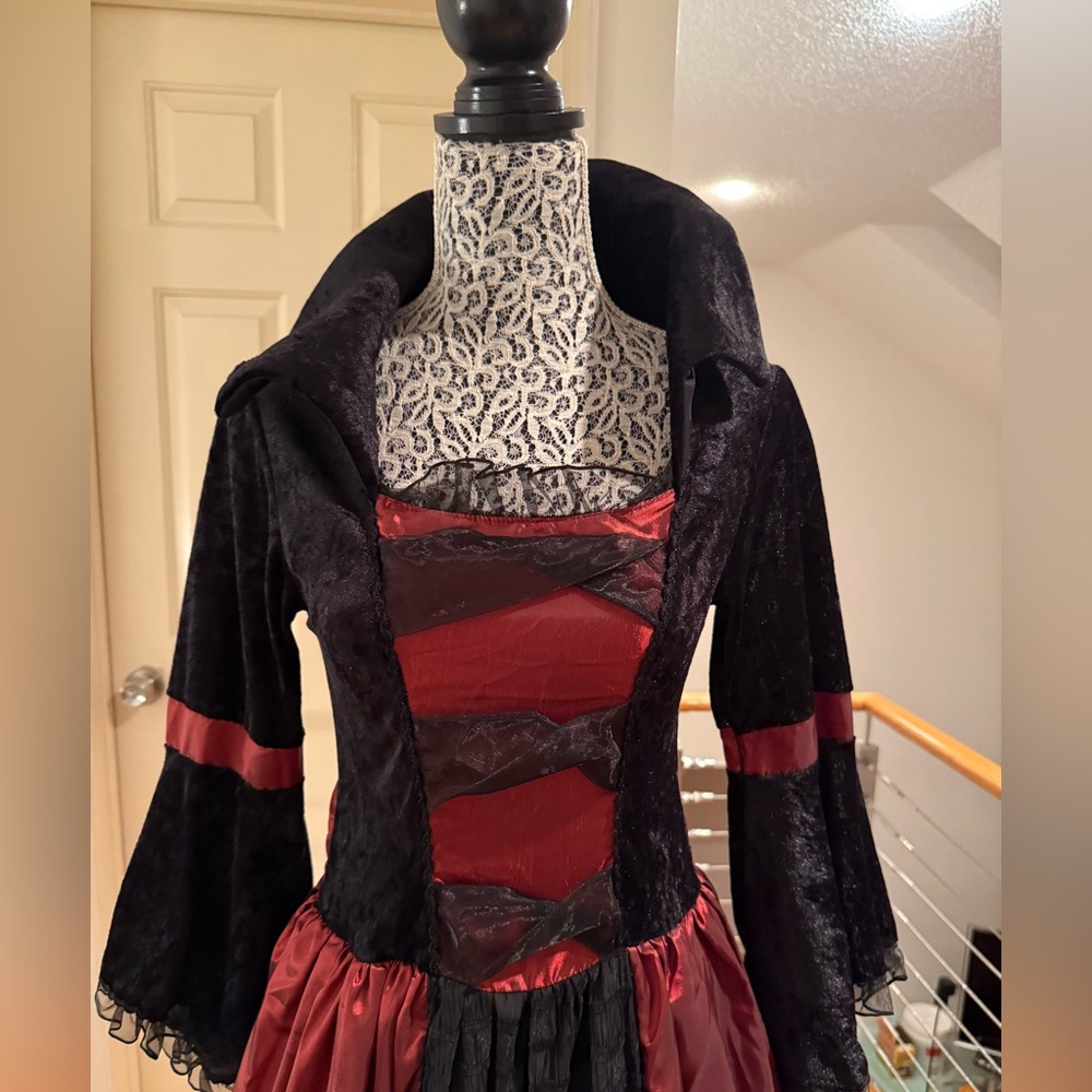Vampire Queen M Halloween Dress Costume Black and Red Gown - Picture 6 of 13